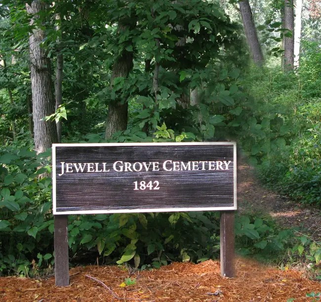 Jewell-Grove Cemetery Sign on site